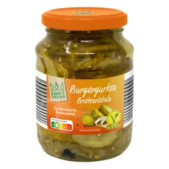 KING'S CROWN Burgergurken in Scheiben* Gemüsekonserven Bei Aldi Nord.|Vegane Fertigprodukte & Vorräte Bei Aldi Nord.