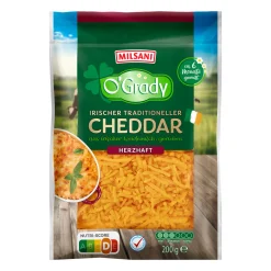MILSANI Irischer Cheddar* Scheibenkäse & Geriebener Käse Bei Aldi Nord.