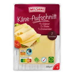 MILSANI Käse-Aufschnitt* Scheibenkäse & Geriebener Käse Bei Aldi Nord.