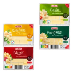 MILSANI Käse-Snack in Würfeln* Hartkäse & Käse Am Stück Bei Aldi Nord.