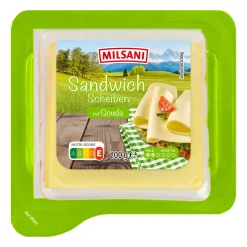 MILSANI Sandwich-Scheiben* Scheibenkäse & Geriebener Käse Bei Aldi Nord.