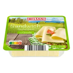 MILSANI Sandwich-Scheiben* Scheibenkäse & Geriebener Käse Bei Aldi Nord.