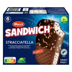 MUCCI Stracciatella-Sandwich* Waffeleis & Eis Am Stiel Bei Aldi Nord.|Veganes & Vegetarisches Grillgut Bei Aldi Nord.·Saisonales Eis & Sommerliche Desserts: Dein Sommer 2026 Bei Aldi Nord.