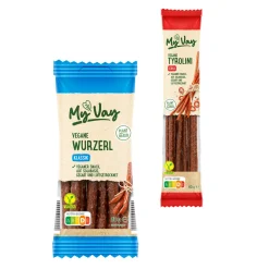 MYVAY Vegane Tyrolini / Wurzerl* Würstchen & Snackwurst Bei Aldi Nord.|Veganer Fleischersatz Bei Aldi Nord.